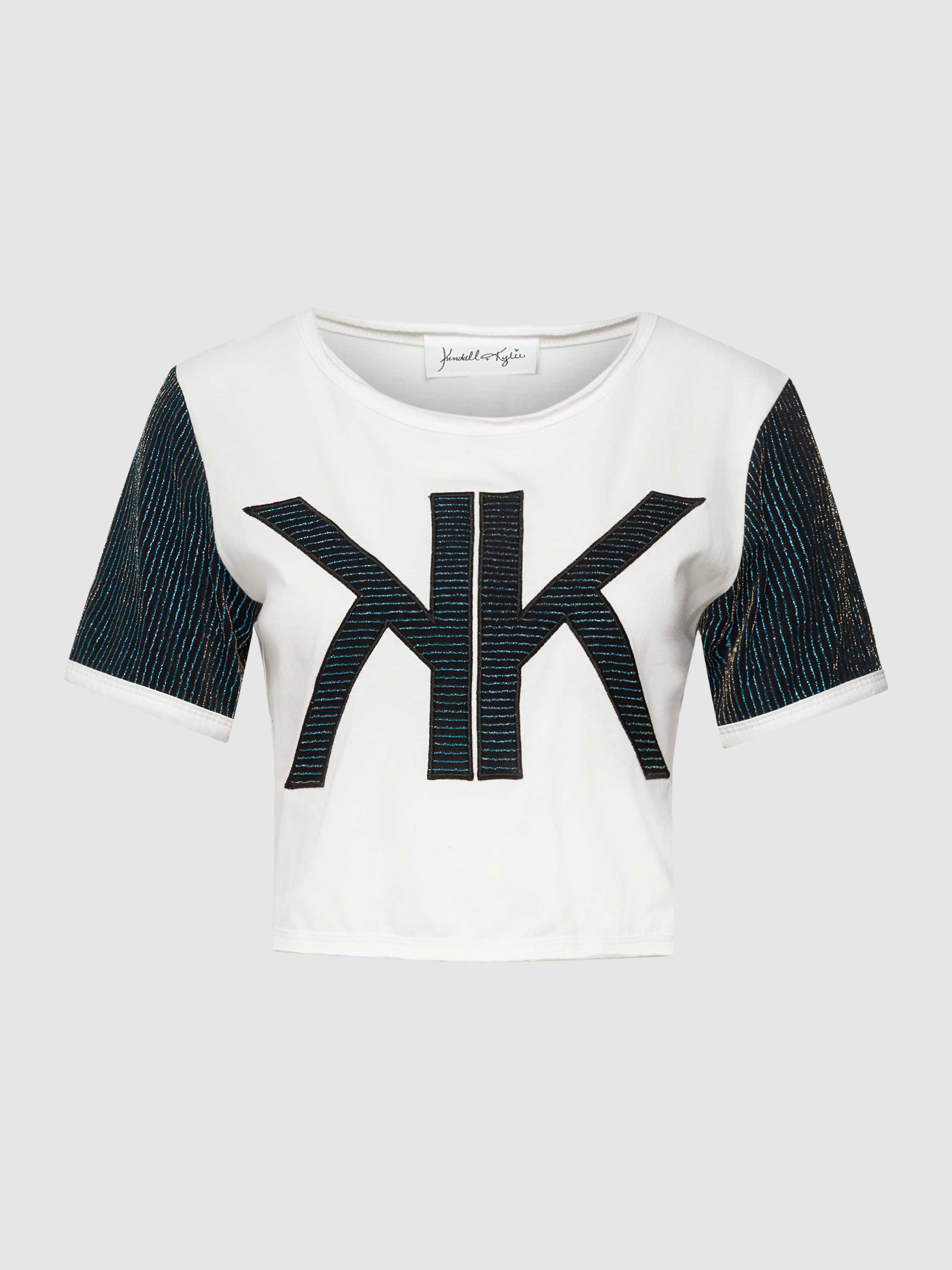 Cropped T-Shirt mit Label-Stitching