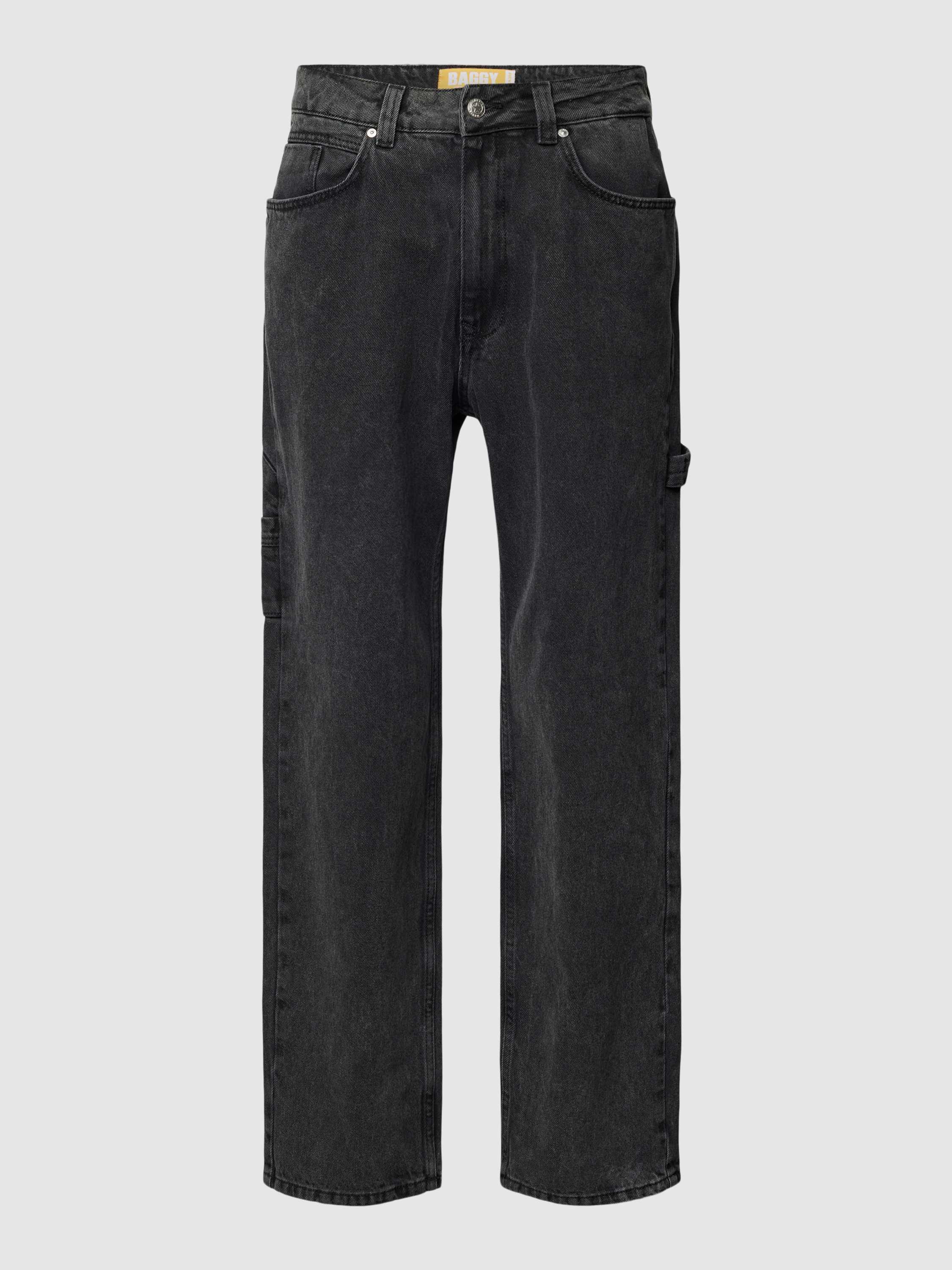Baggy Fit Jeans im 5-Pocket-Design in schwarz