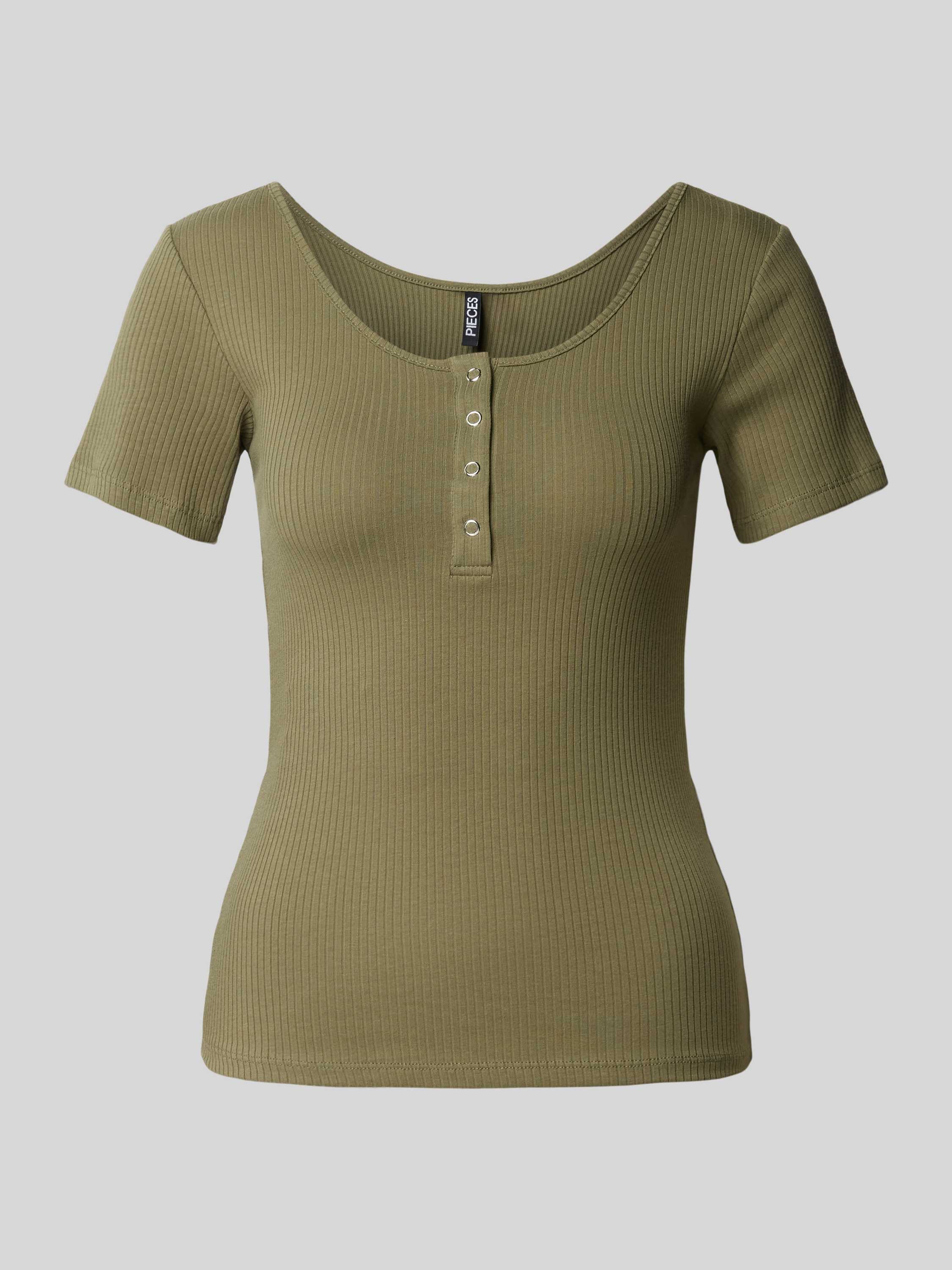 T-Shirt mit kurzer Druckknopfleiste Modell 'KITTE'