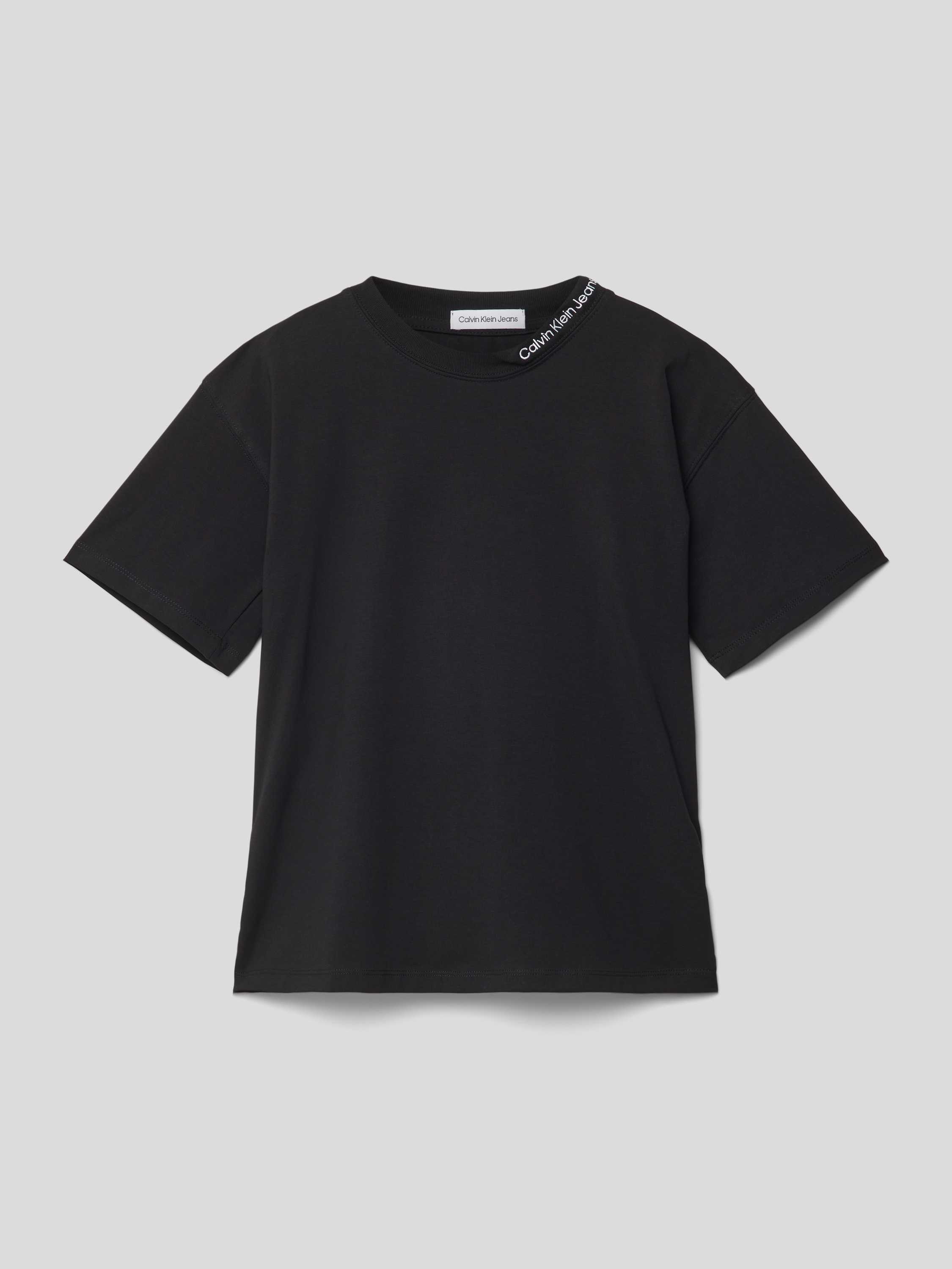 T-Shirt mit Label-Stitching Modell 'INTARSIA'