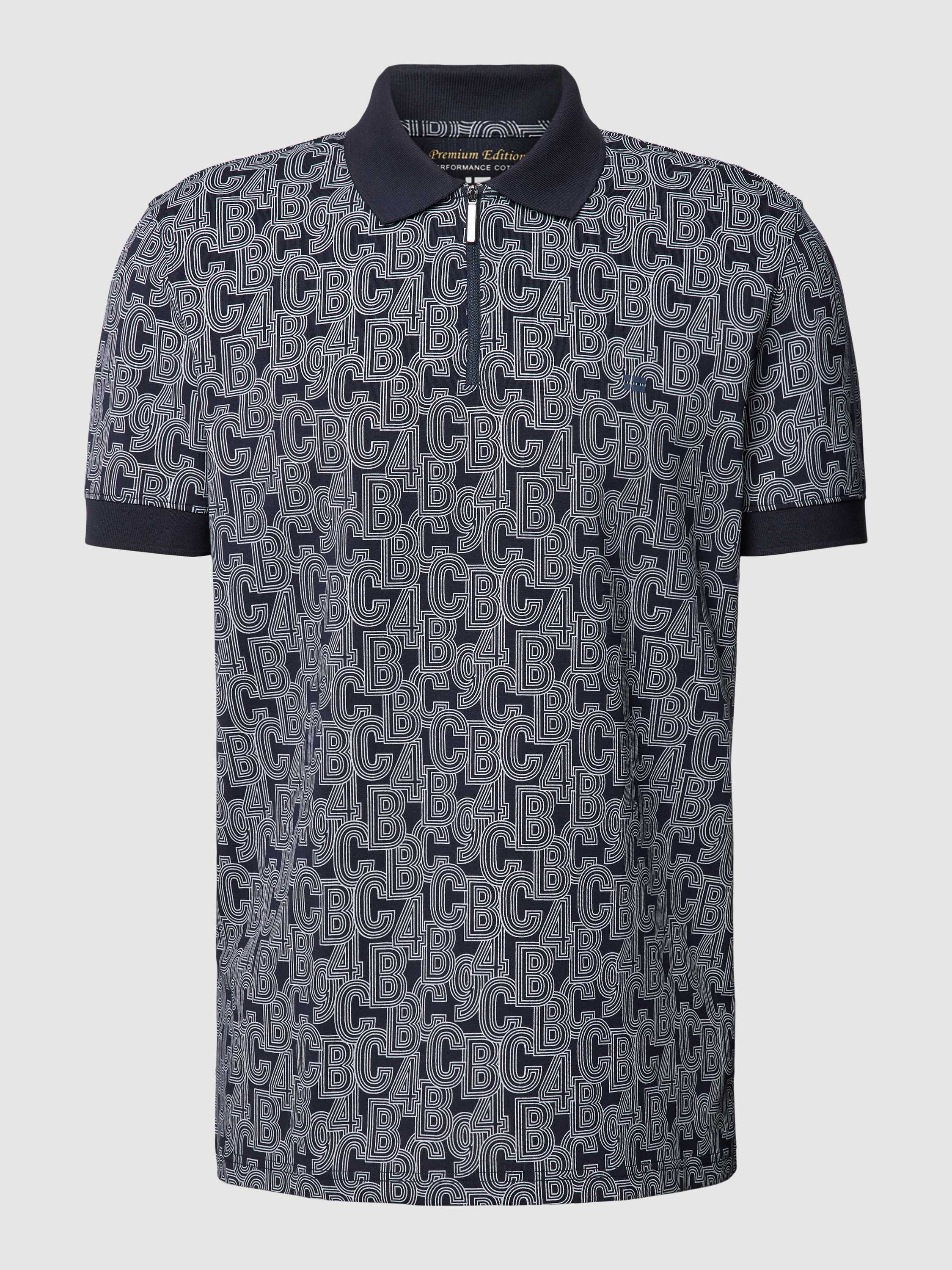 Regular Fit Poloshirt mit Allover-Label-Print