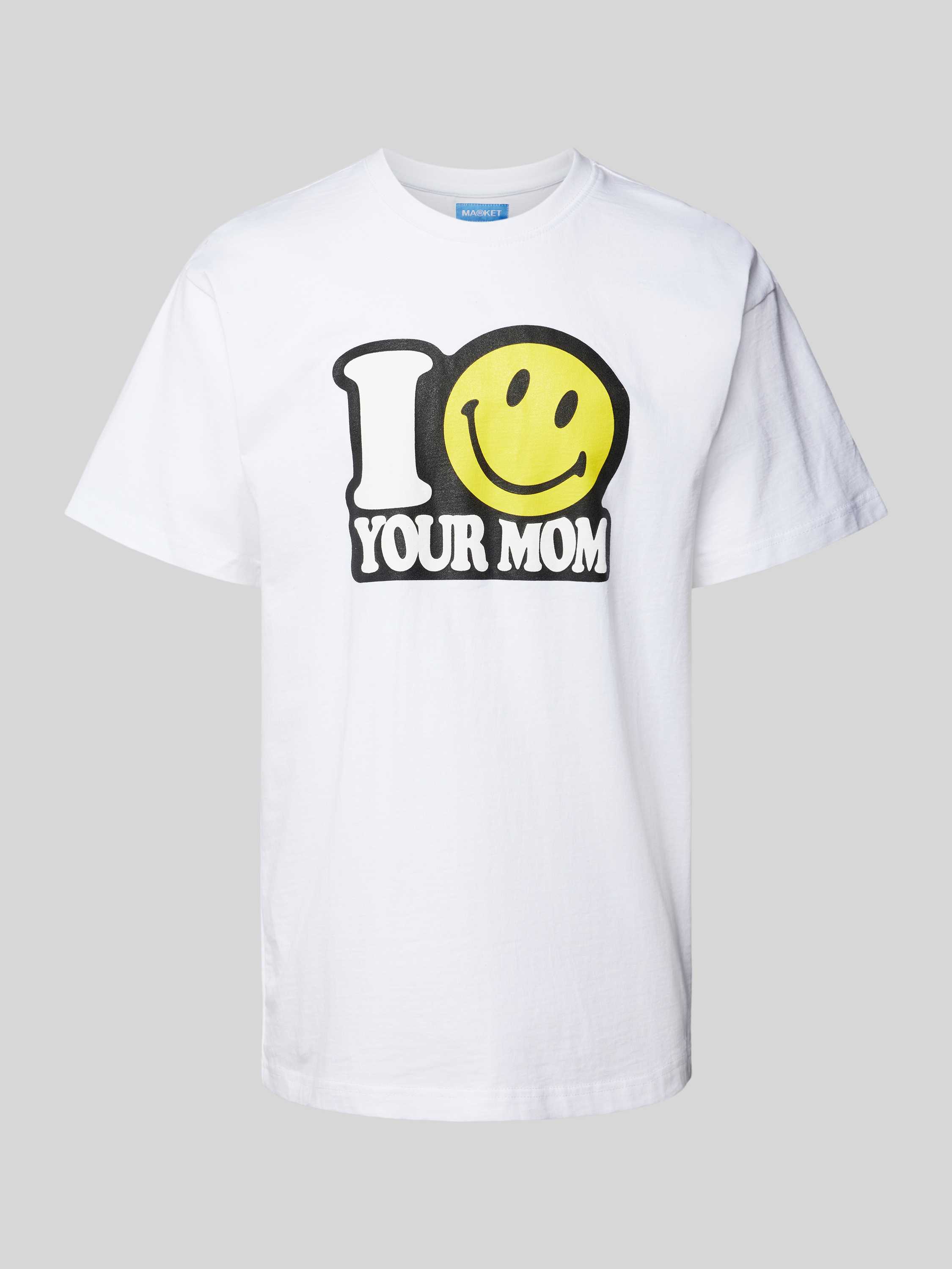 T-Shirt mit Rundhalsausschnitt Modell 'SMILEY YOUR MOM'
