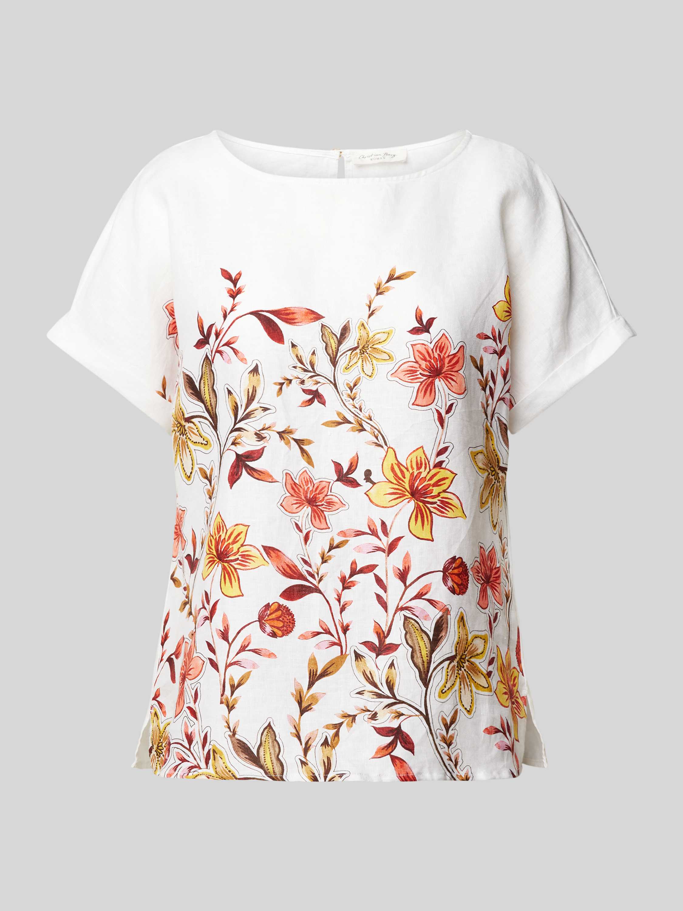 Blusenshirt aus Leinen mit floralem Muster