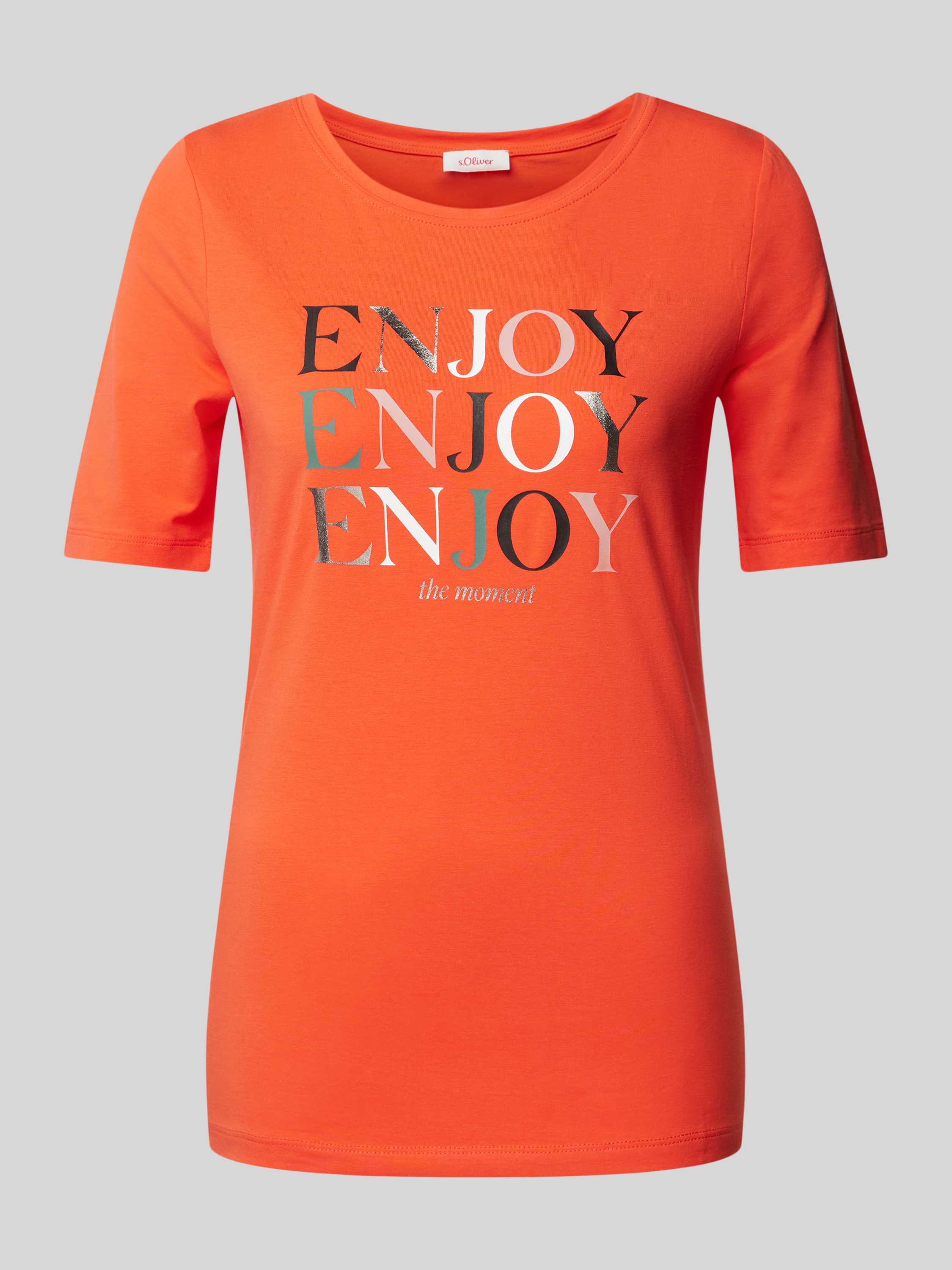 T-Shirt mit Label-Prints Modell 'ENJOY'