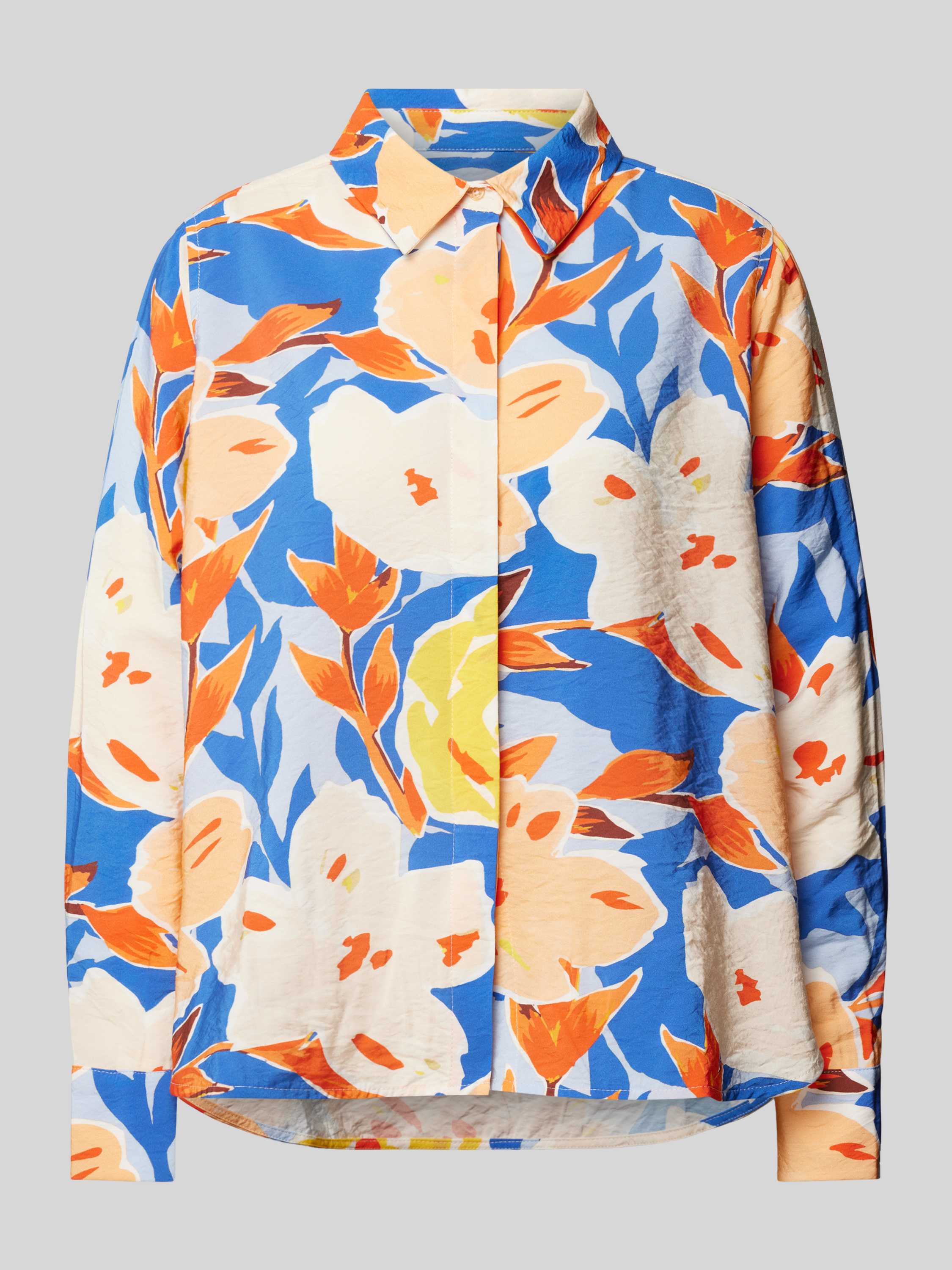 Bluse mit floralem Muster und verdeckter Knopfleiste